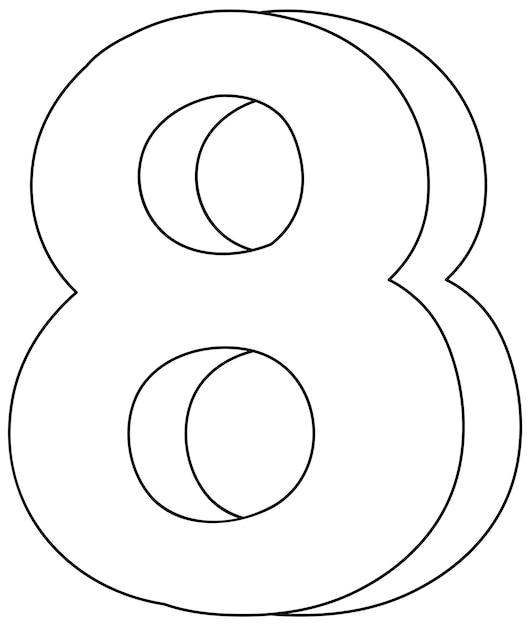 Number eight doodle outline for colouring