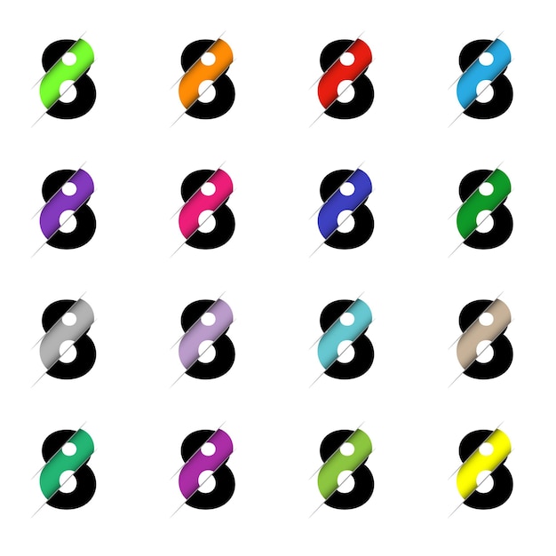 ベクトル ナンバー8ボリュームロゴベクトルデザインテンプレート要素