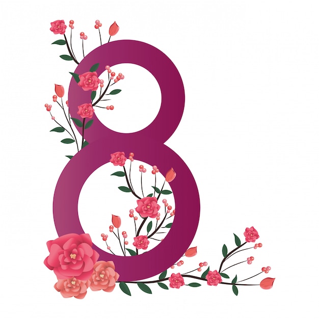 number eight with flowers