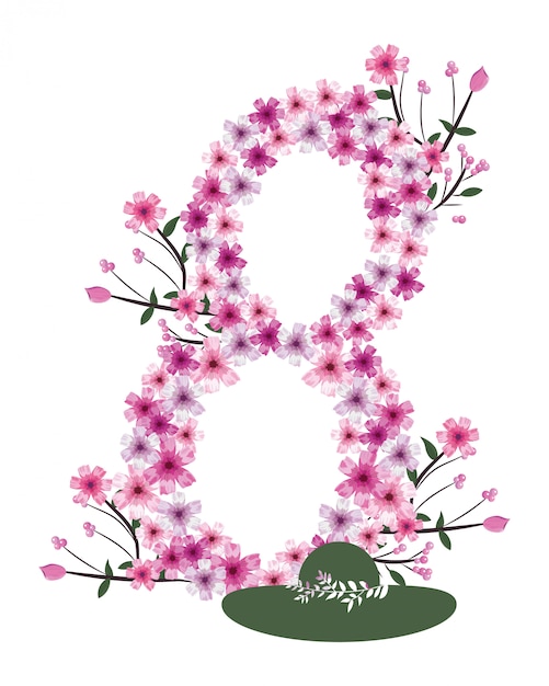 number eight with flowers