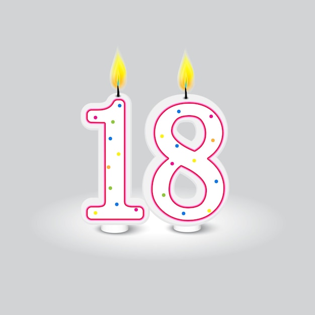 Number eighteen candles Adult milestone celebration Bright birthday accessory