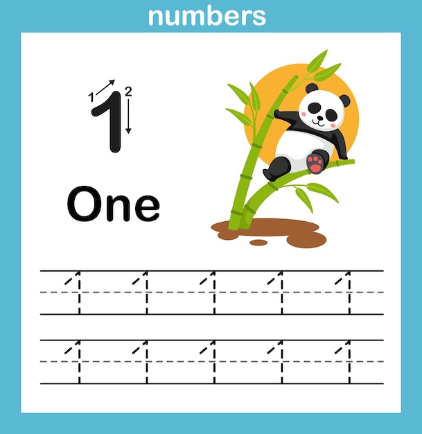 Number exercise with cartoon illustration