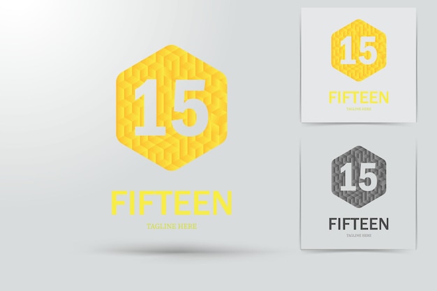 Number fifteen golden color polygon logo