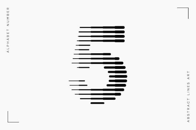 Номер пять линии логотипа абстрактная современная художественная векторная иллюстрация