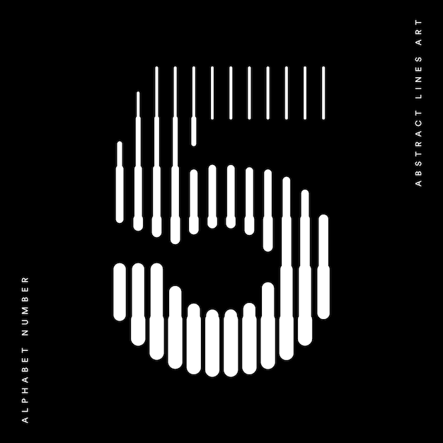 Вектор Номер пять 5 линий логотипа абстрактная векторная иллюстрация современного искусства