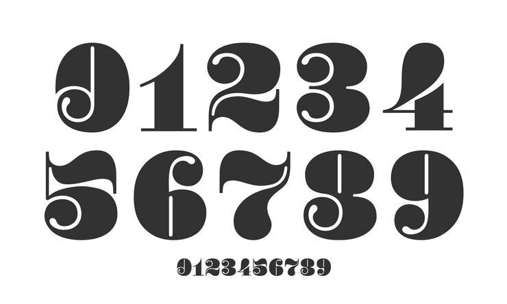 Vector 数字のフォント 古典的なフランスのディドット スタイルの数字のフォント