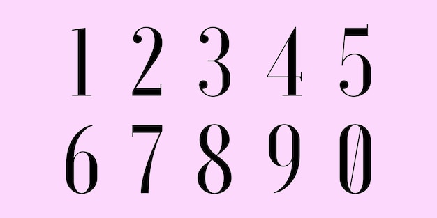 Vector number font font of numbers in classical style with contemporary geometric design beautiful elegan