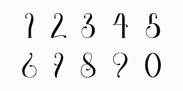 Number font font of numbers in classical style with contemporary geometric design beautiful