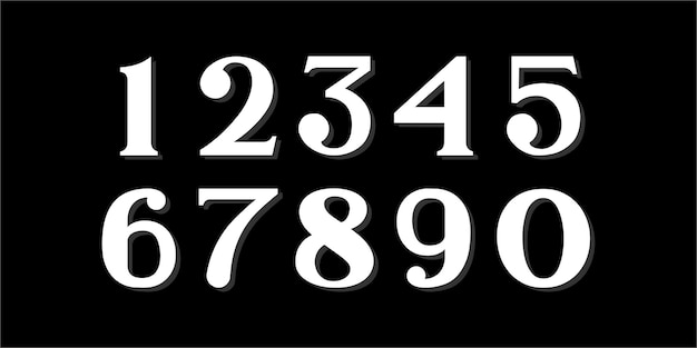 Number font font of numbers in classical style with contemporary geometric design