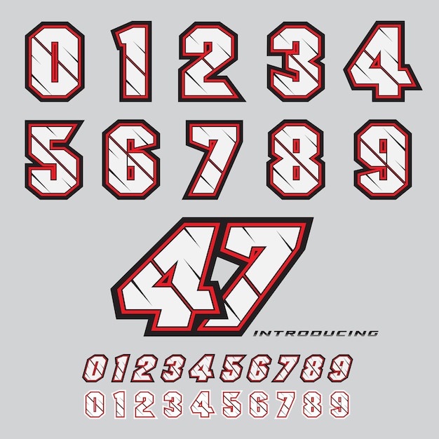 Vector number font template from zero to nine vector illustration set