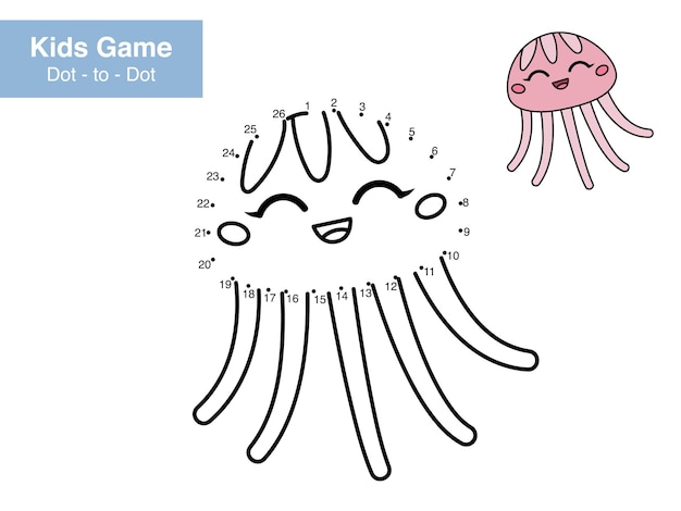 Вектор Игра с числами точка за точкой милая медуза