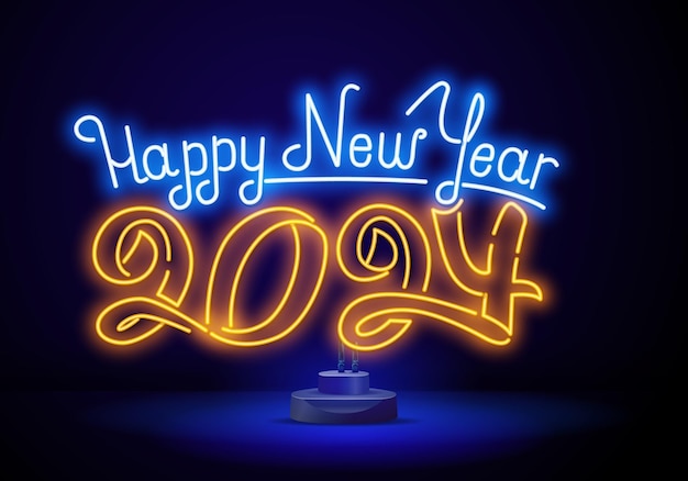 Number icon happy new year neon style light decoration icon bright electric symbol