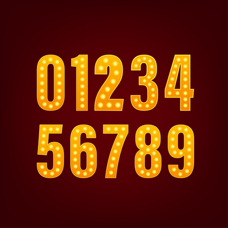 Vector number light on dark background golden metal number blue background festive vector illustration