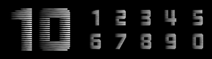 Vector number line stripe set illustration