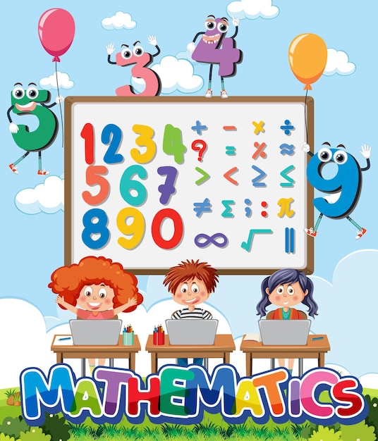 Numero ed equazione matematica sulla lavagna con lo studente in classe