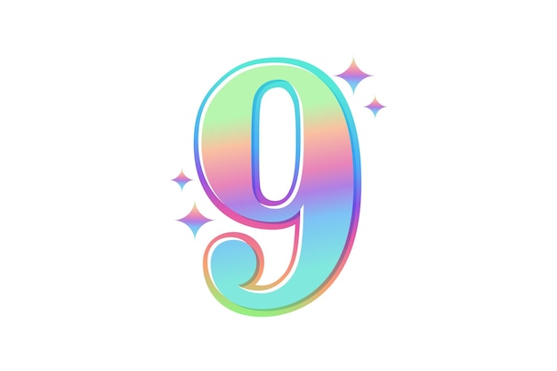 Number nine metal hologram sticker design