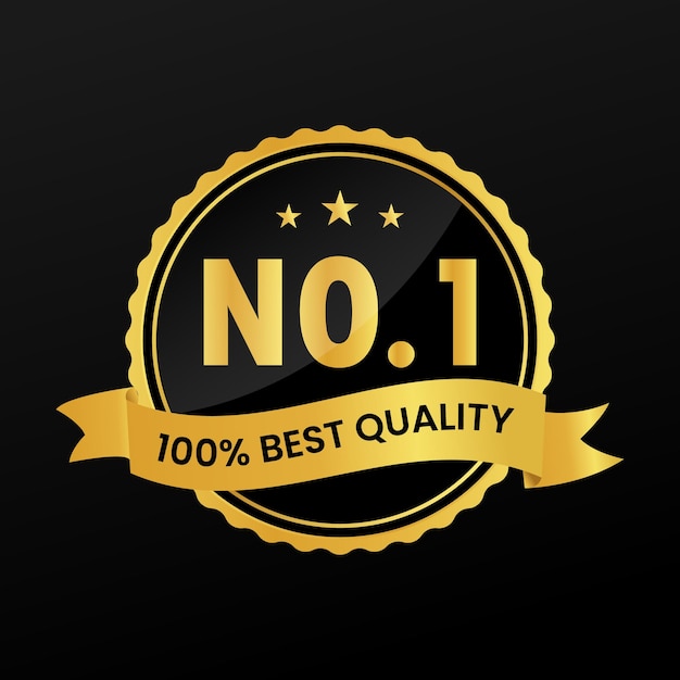 Number one 100 percent best quality golden badge.