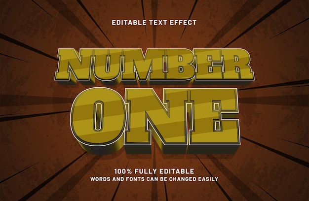 Vector number one 3d editable text effect