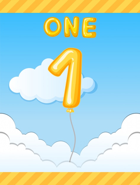 Premium Vector | Number one balloon on sky