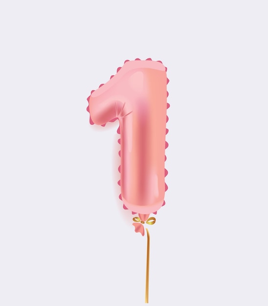 Vector number one pink air balloon inflatable