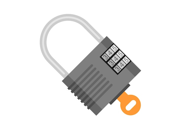 Number padlock Simple flat illustration