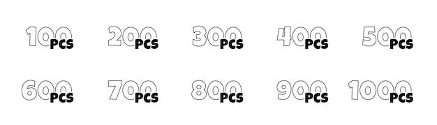 Number of pieces in package set from to pcs packaging label collection consecutive amount items