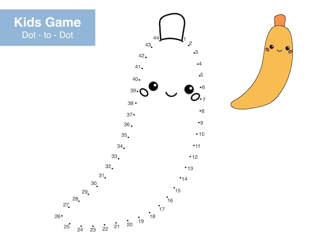 ベクトル 数字パズルゲーム dot to dot かわいいカワイイバナナ