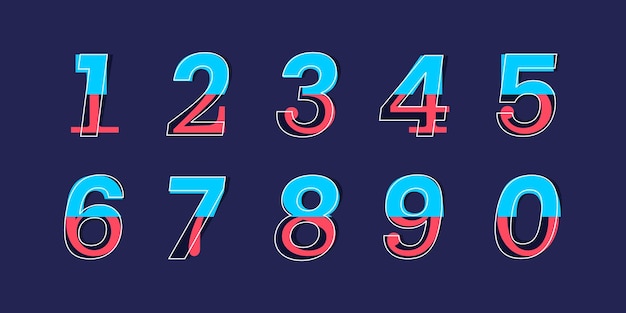 ベクトル 数字セット ベクトル フォント アルファベット、ユニークな鮮やかなカラフルなモダンなダイナミックなフラット デザイン