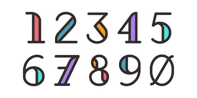 Number set vector font alphabet modern dynamic flat design with brilliant colorful for your unique