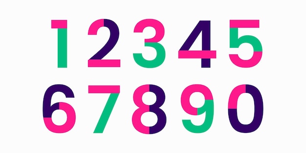 Vector number set vector font alphabet modern dynamic flat design with brilliant colorful for your unique