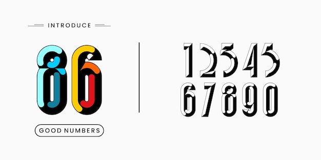 Number set vector font alphabet modern dynamic flat design with brilliant colorful for your unique