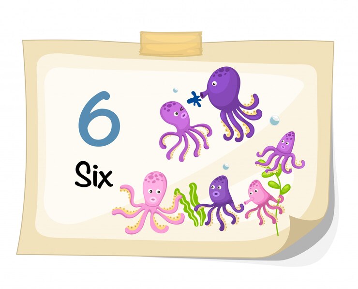 Vector number six octopus vector