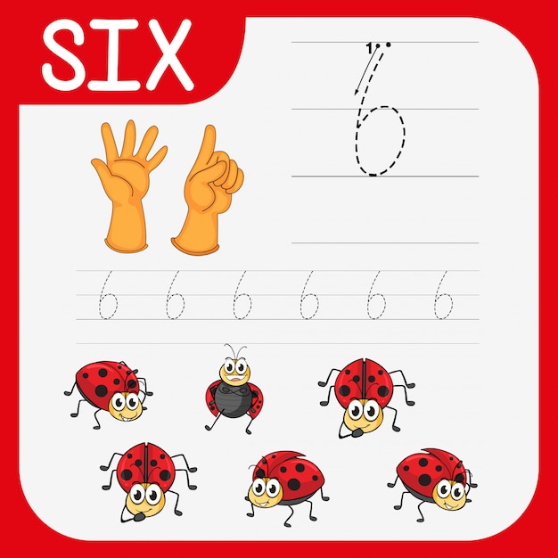 Number six tracing worksheets