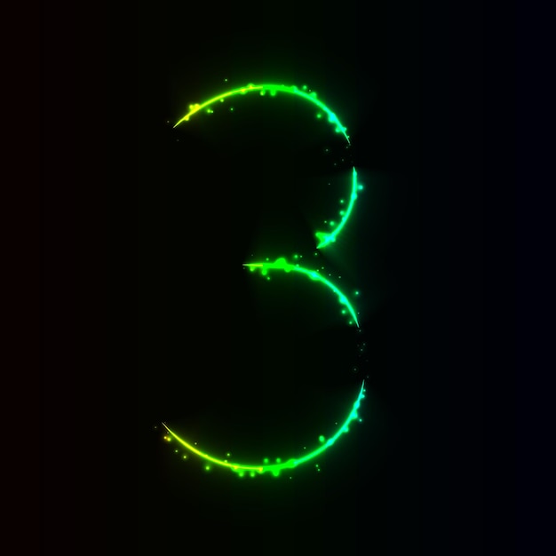 Number symbol of gradient lights on dark background