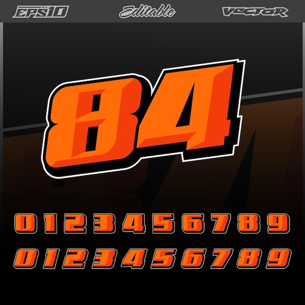 Number text effect racing and sport concept full vector editable