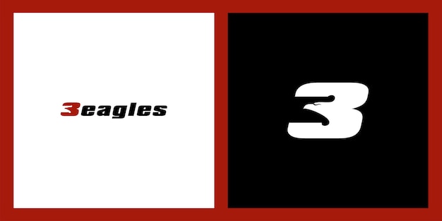 数字の 3 と鳥のロゴ デザインの文字 E