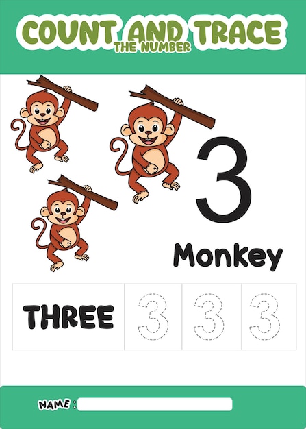 숫자 추적 및 색상 원숭이 숫자 3