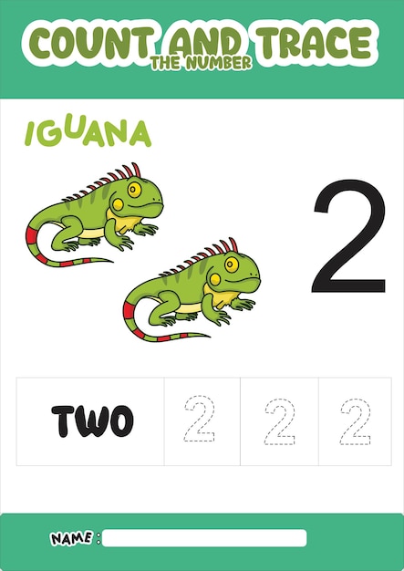 Number trace and color iguana number 2