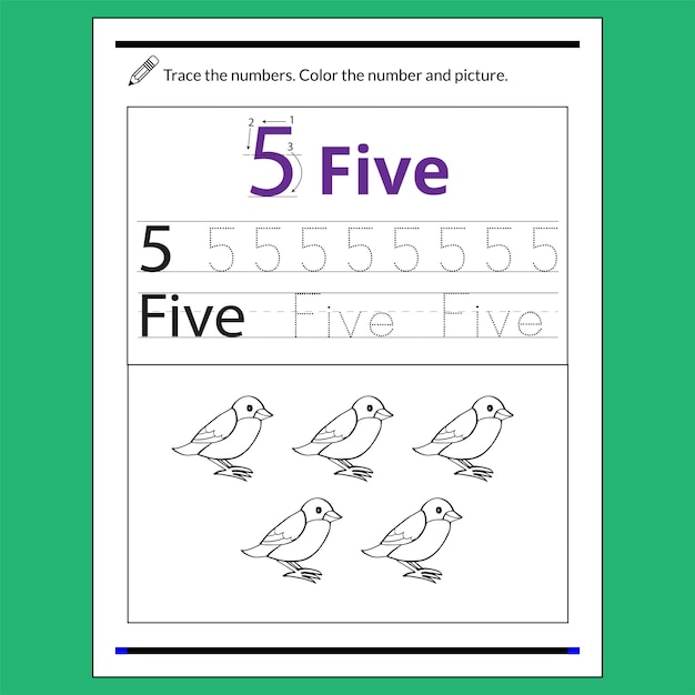 Number Trace and Color Worksheet for Kids