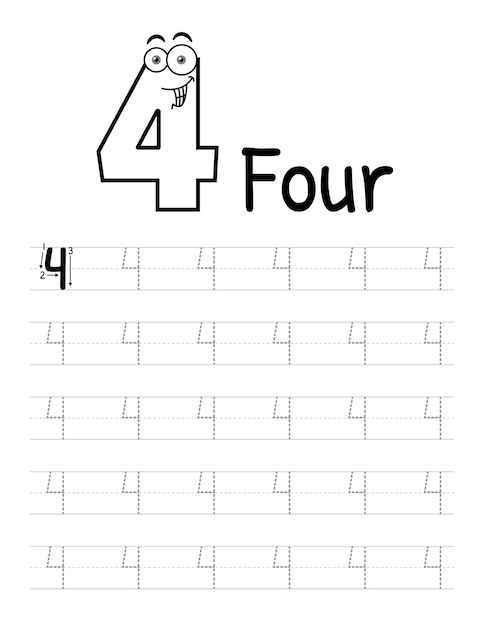 Number Tracing Book Interior For Kids Children Writing Worksheet Premium Vector Elements04