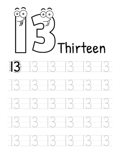 Number Tracing Book Interior For Kids Children Writing Worksheet Premium Vector Elements14