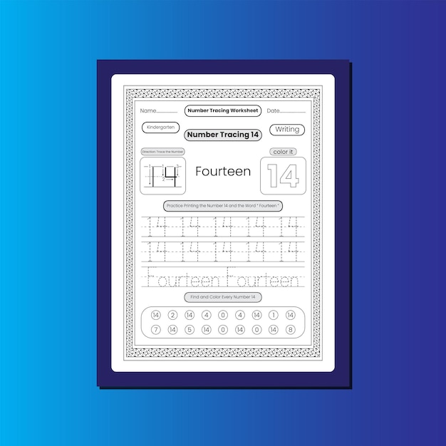 Vector number tracing book for kids