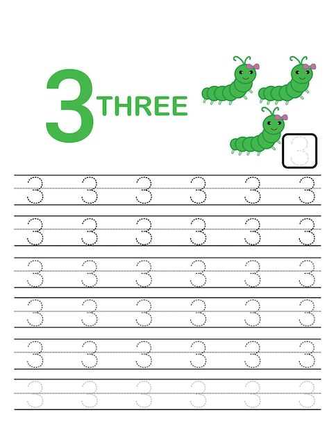 Number tracing for children trace the line count and write number