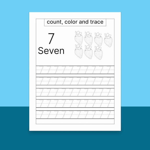 Vector number tracing and coloring worksheet for kids