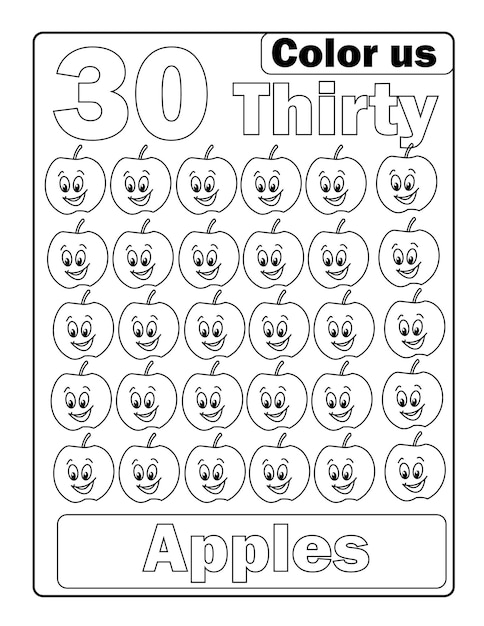 Number tracing and counting coloring pages with cute designs