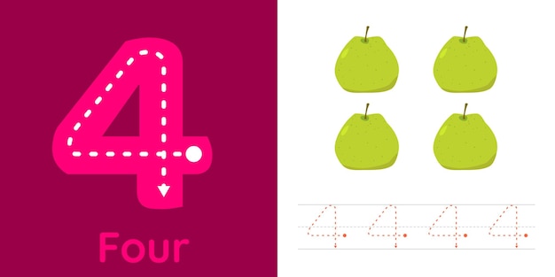 Number tracing and counting with fruits square