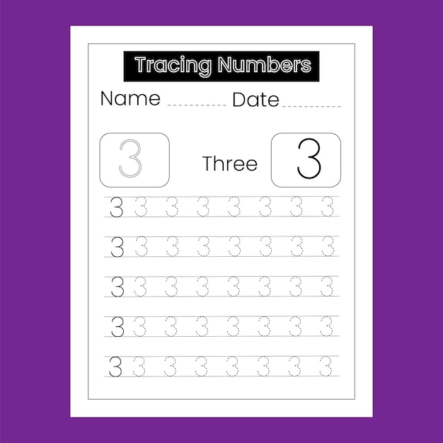 Number tracing Worksheet for kids