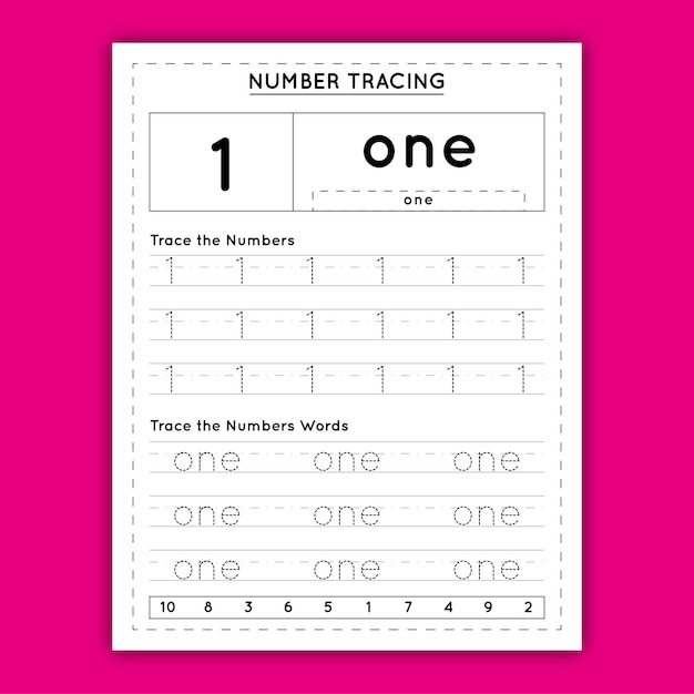 Number Tracing Worksheet for Kids
