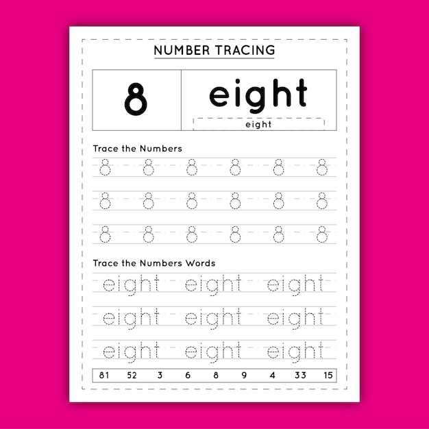 Number Tracing Worksheet for Kids