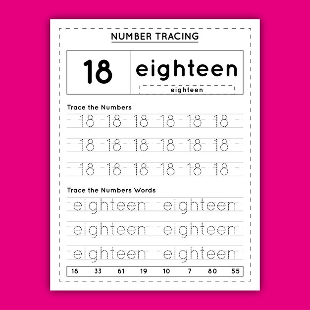 Number Tracing Worksheet for Kids